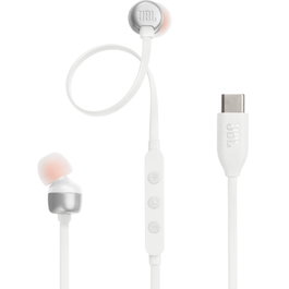 JBL Auriculares Intrauditivos Tune 310C USB-C con Micrófono y Control, Sonido Pure Bass Hi-Res, Color Blanco